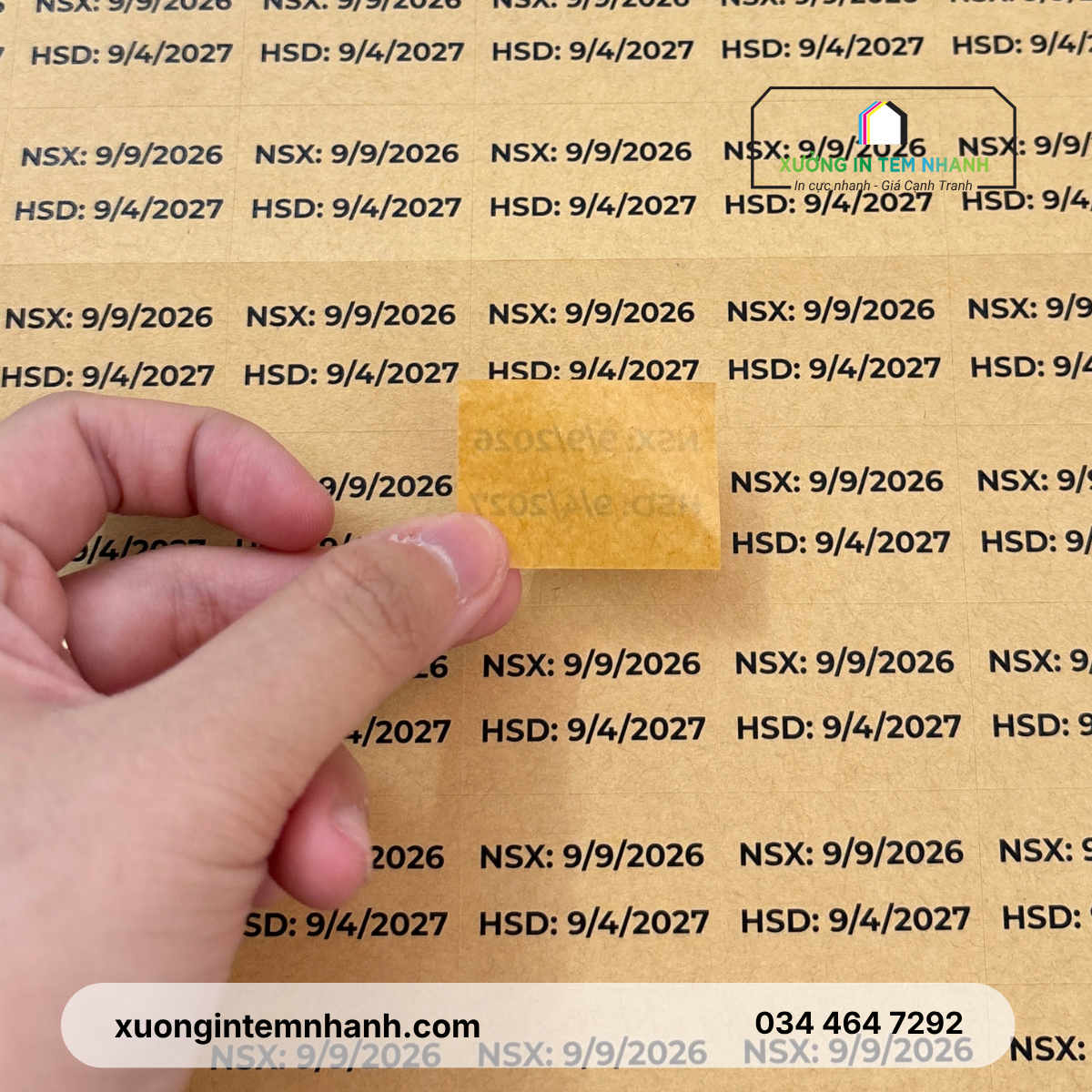 In tem decal giấy kraft phong cách vintage chống nước
