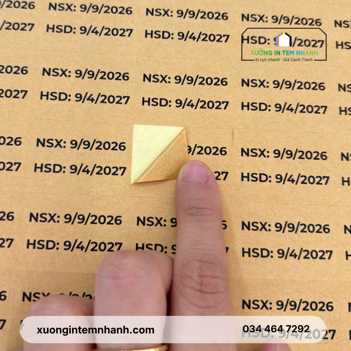 In tem decal giấy kraft phong cách vintage chống nước